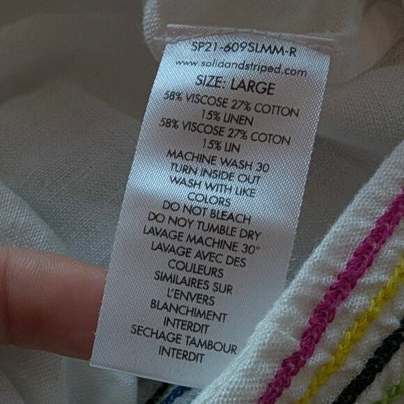 Solid & Striped Lennox White Linen/Cotton Blend Lightweight Mini Shorts, size L - Picture 7 of 7